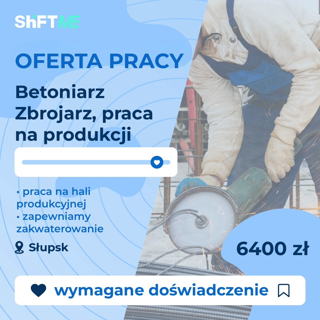 Oferta pracy Betoniarz Zbrojarz, praca na produkcji Słupsk, s001k-15pt-pl