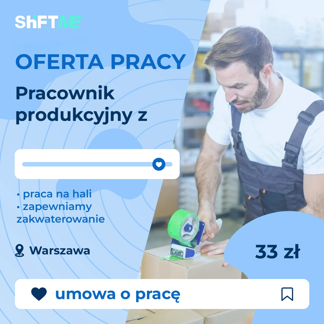Oferta pracy Pracownik produkcyjny z zakwaterowaniem Warszawa, s001w-1bfr-pl